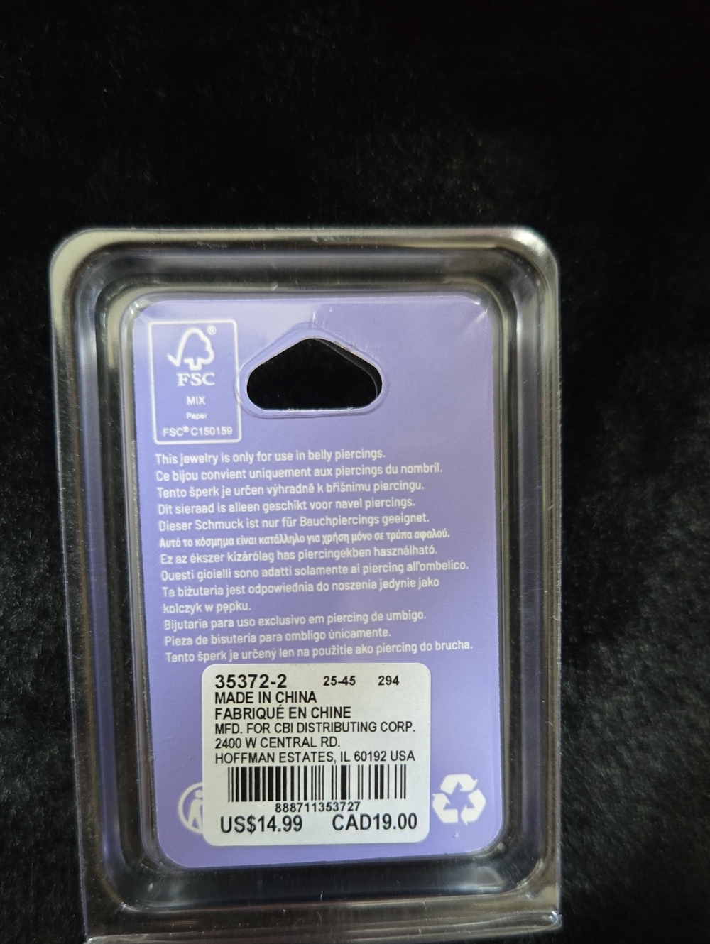 Claire’s Silver Cubic Zirconia Flower Belly Ring 14G NWT - Picture 4 of 4
